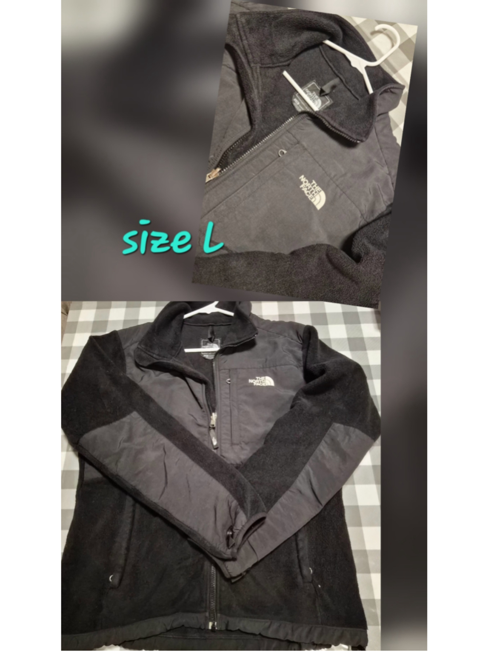 Women's The North Face Fleece Jacket Size L Black and Grey